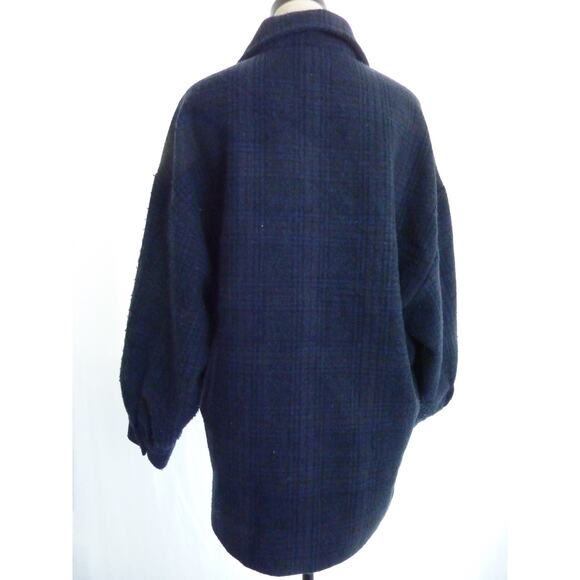 Zara Oversized Soho Shacket, Jacket Overshirt, Blue Black Plaid Button Down - Picture 3 of 6